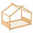 Full Size Kids House Floor Bed with Solid Wood Frame, Playhouse Design, Support Slats, No Box Spring, Natural-268421724-268421720