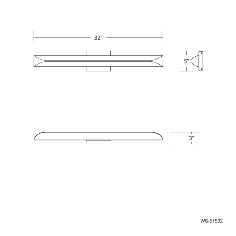 Straitaway Dimmable 32" Bath Vanity & Wall Light With Built In Color Temperature Switch from 2700K/3000K/3500K/4000K, Black