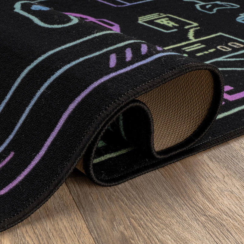 Tapis Gamer Zone Icon, tapis de jeu, noir, envers antidérapant, 7 pi 10 po x 10 pi