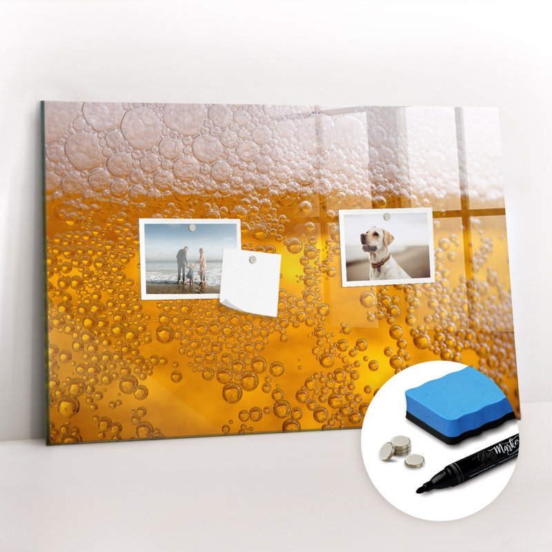 Magnetic Memo Board Whiteboard - 60 x 40 cm - Includes Marker and Magnets - Beer