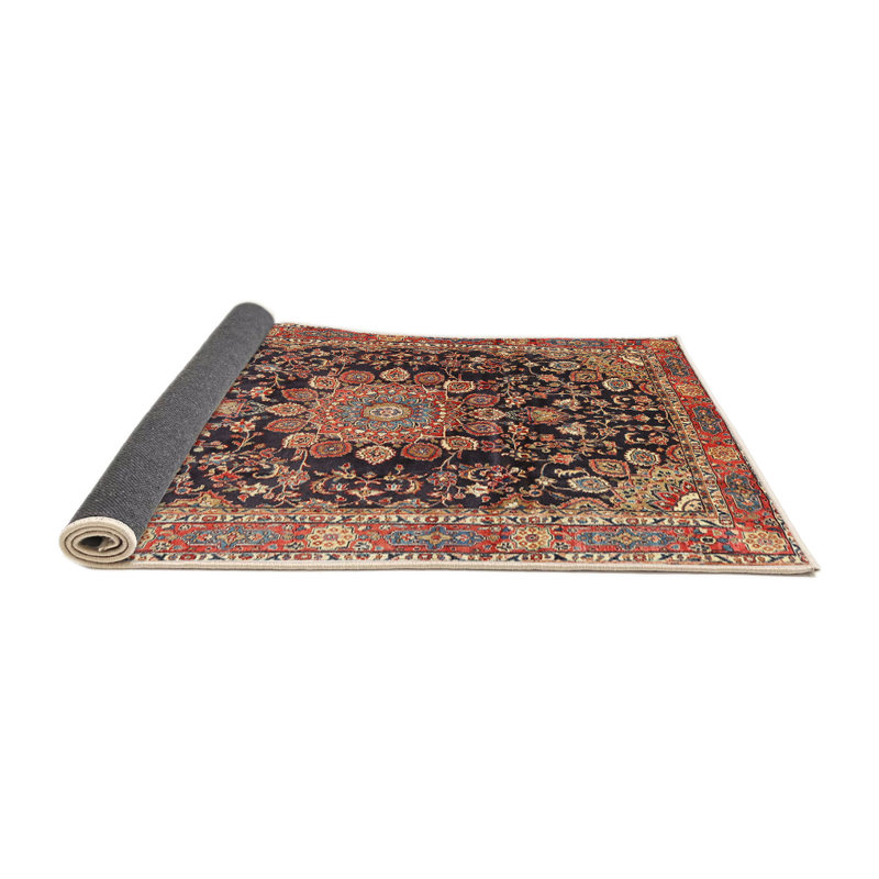 Tapis traditionnel mehroon/noir/crème Ulancy, Rond 5 pi