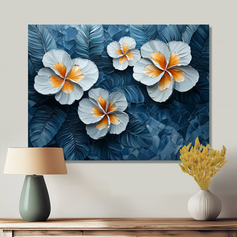 Coel, harmonie dorée d'Hibiscus la nuit - art mural d'hibiscus pour le salon, H 30 po x l 40 po, Toile tendue