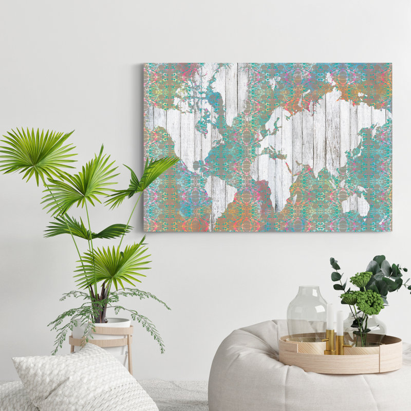 " Boho Map I ", 27" H x 18" W x 1" D