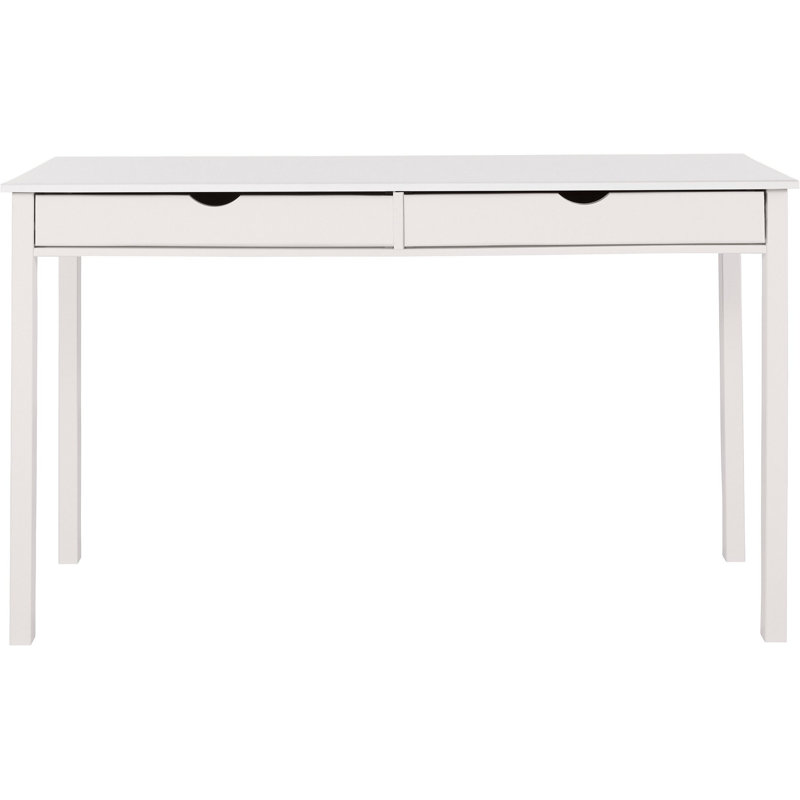 Waddell Solid Wood Writing Desk, White, White, 80cm H x 140cm W x 60cm D