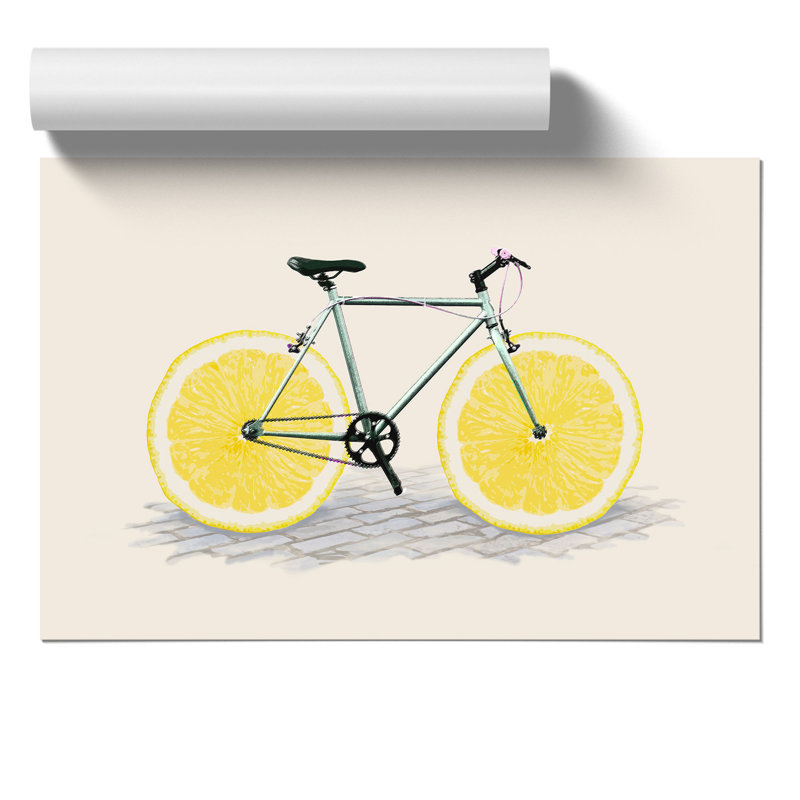 Lemon Bicycle - Frameless Print, 42cm H x 59cm W x 0.1cm D