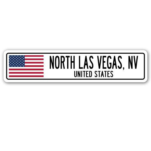 Panneau de signalisation en aluminium de North Las Vegas, Nevada, États-Unis, H 7 po x l 30 po x P 1 po