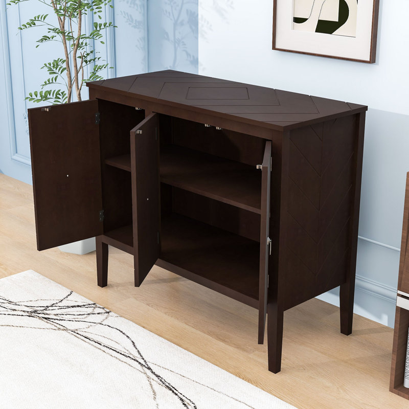 Buffet 37 po avec 3 portes Raleign, Brun double