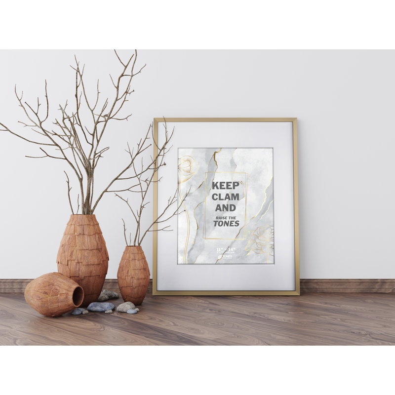 Metal Rectangular Picture Frame with Mat, Gold