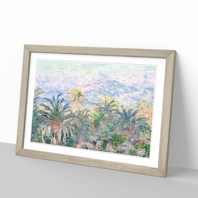 Palm Trees at Bordighera by Claude Monet - Framed Print, 48cm H x 65cm W x 2cm D, Oak Framed