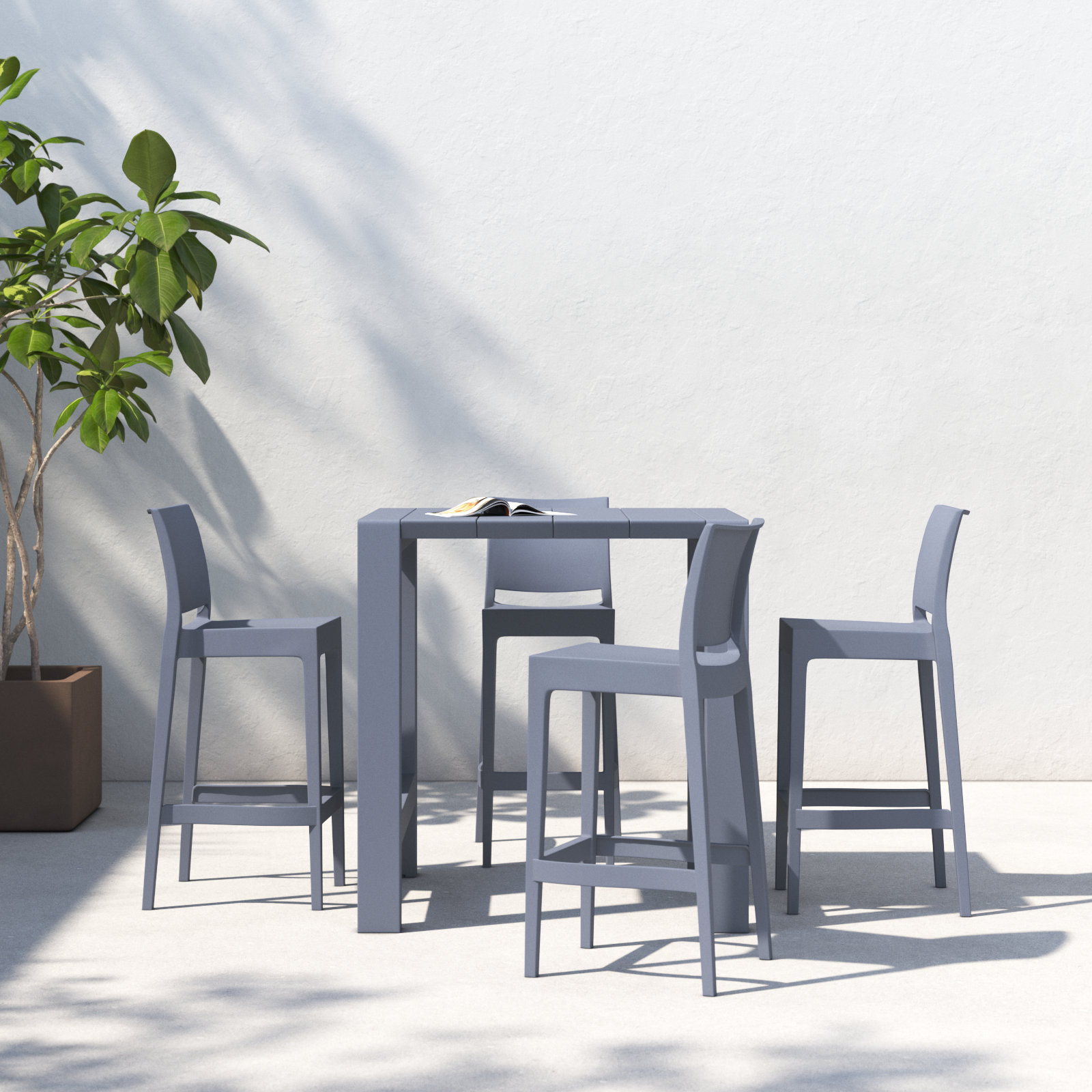 Farrah 39" Patio Dining Set, Dark Gray