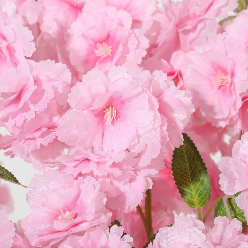 Cerisier artificiel 6 pi avec fleurs en soie rose et tronc de bois naturel, faux arbre réaliste dans un pot décoratif