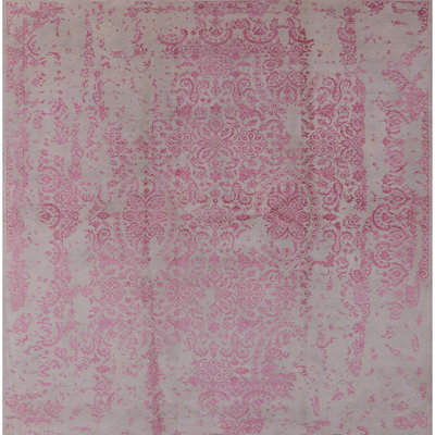 Tapis floral rose / ivoire