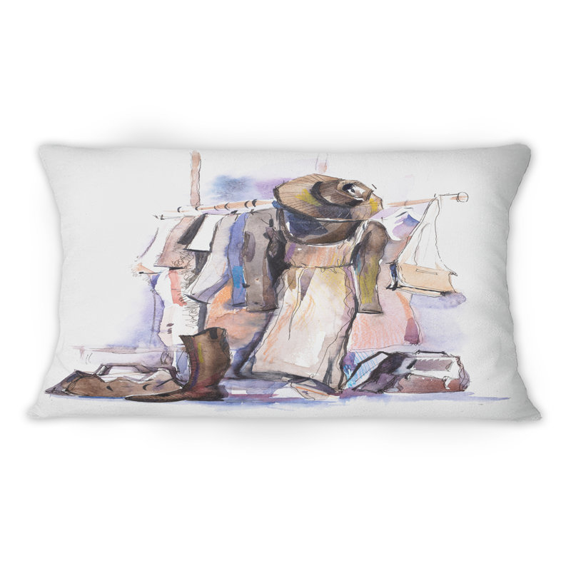 Boutique de vêtements décontractés dans un centre commercial - Coussin décoratif imprimé Glam 1