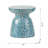 D15x16" Capiz Garden Stool Small Side Tabel, Blue Accent Round End Table