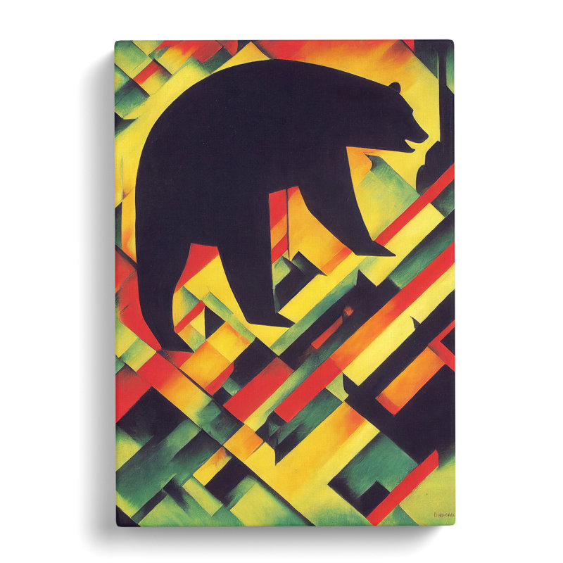 XV1022-5058X Walking Bear Abstract - Print, No Matte, 50cm H x 35cm W, Wrapped Canvas