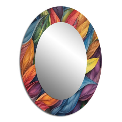 Rétro arc-en-ciel rétro Boho Watercolor II - miroir mural ovale moderne