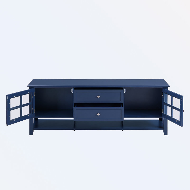 Meuble télé avec espace de rangement multifonctionnel pour téléviseur de 60 po ou moins, Bleu