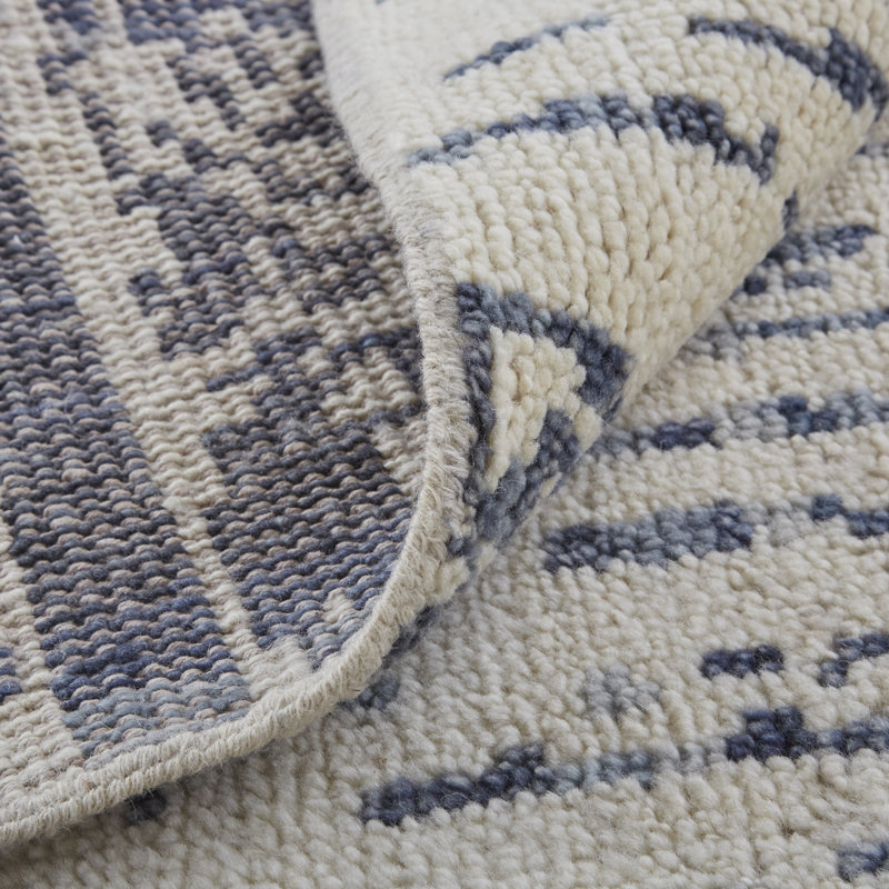 Roxford Transitional Abstract, Ivory/Blue Area Rug, Rectangle 7'9" x 9'9"