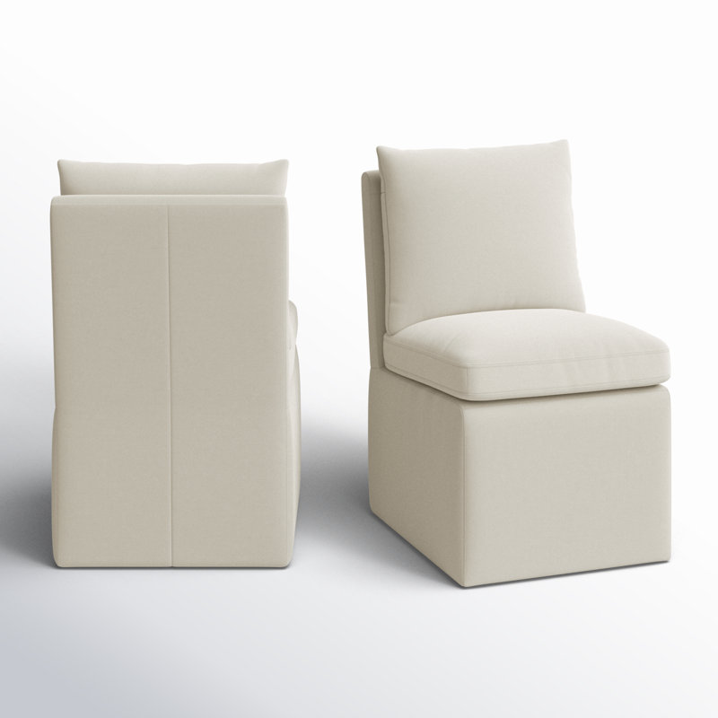 Alayaa Upholstered Side Chair with Casters, Bella Beach Performance Velvet