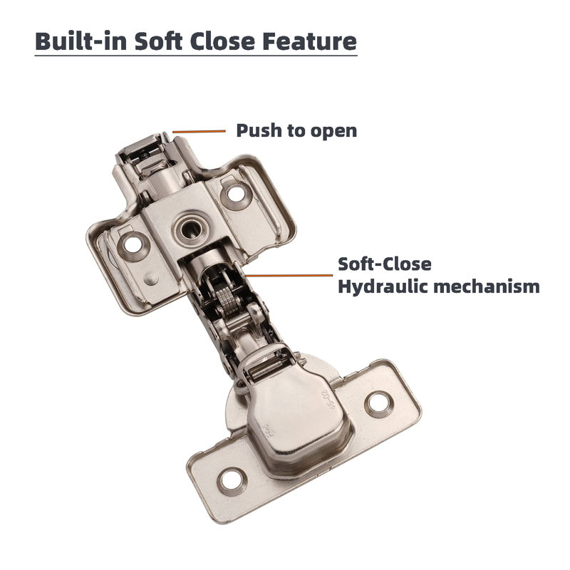 30 Pack Full Overlay Soft Close Hinges For Frameless Cabinets 105 Degree 3 Way Adjustability With Clip On Plate & Matching Screw (Set Of 30)