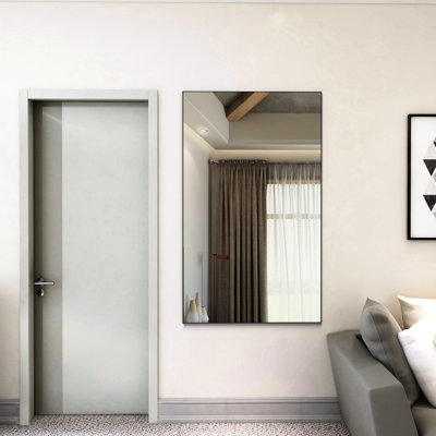 60"X36" Modern Entrance Mirror With Black Aluminum Frame - -Proof, Easy Setup, Suitable For Various Rooms Decorative Effortless Mounting, Suited Different