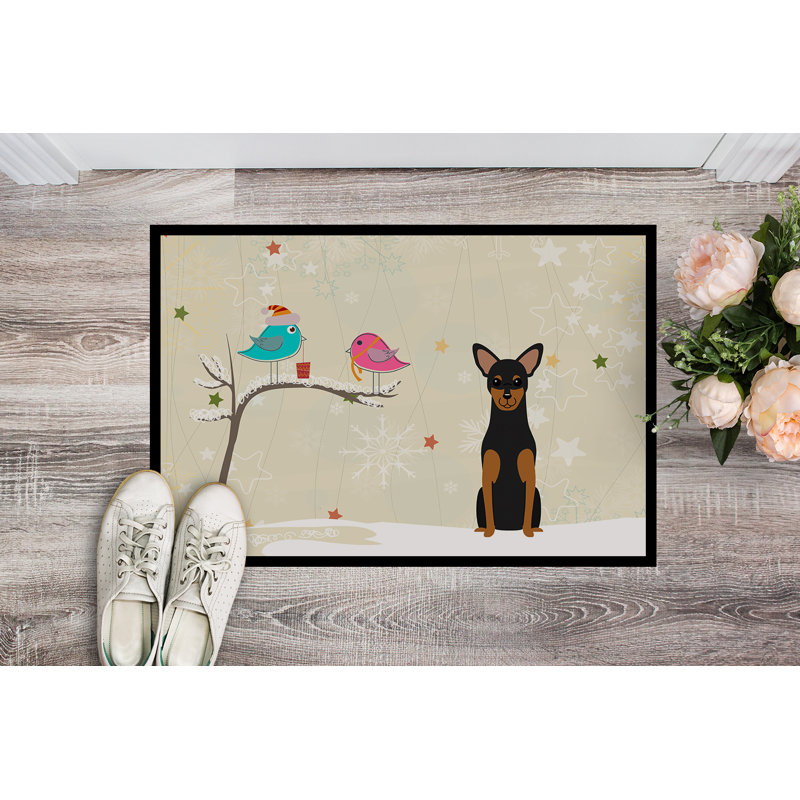 Tapis d'extérieur antidérapant Humboldt Christmas Presents Entre amis Manchester Terrier, Rectangle 2 pi x 3 pi