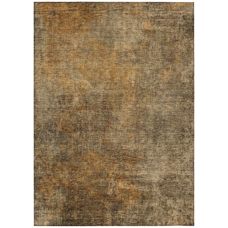 Tapis intérieur lavable abstrait beige et taupe 3 pi x 5 pi