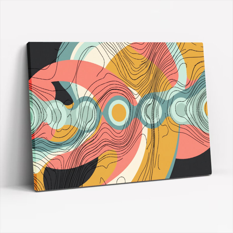 Ensemble de 1 tableau abstrait sur toile « Vagues », 24"H x 36"W, Toile tendue