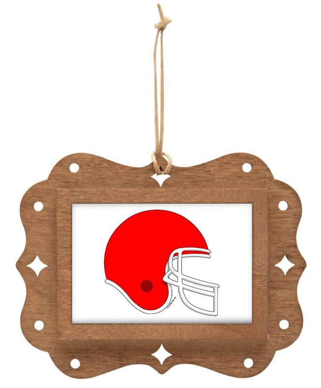 Personalized Football Helmet - Red Wooden Key Chain