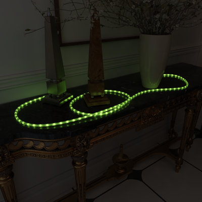 147.6FT LED Rope Light (3000K), 120V Plug-in, Cuttable, Connectable, Brightness Adjustable, IP65 Waterproof, Remote Control with Dynamic Modes and Timer