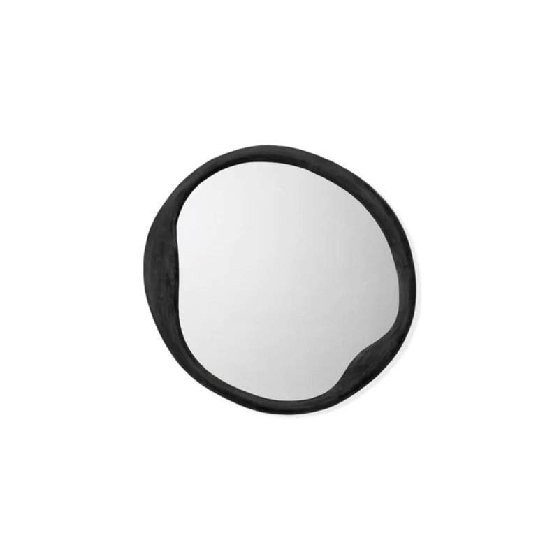 Metal, Brass Round Wall Mirror, Antique Gray , Metal