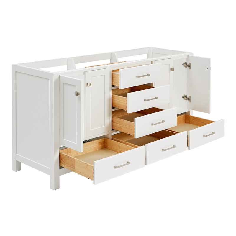 ARIEL Cambridge 66'' Double Bathroom Vanity Base Only, White