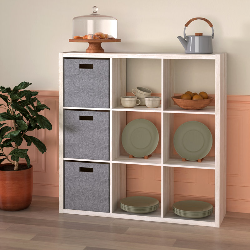 43.98" H x 43.82" W Decorative Cube Bookcase, Bleached Walnut