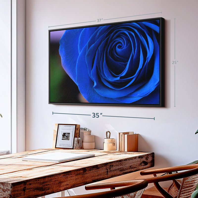 Floral et botanique «Blue Rose Shrub Wall Art», H 25 po x l 37 po
