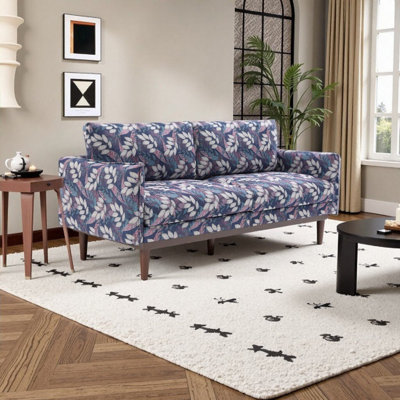 Spacious Loveseat Sofa 75.75" Sofa Couch 2-seater Sofa with Pocket Spring Support & Rubber Wood Legs