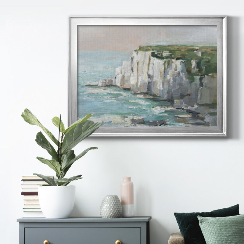 «White Sea Cliff II», reproduction encadrée de qualité supérieure - prête à être accrochée, H 26,5 po x l 36,5 po x P 1 po