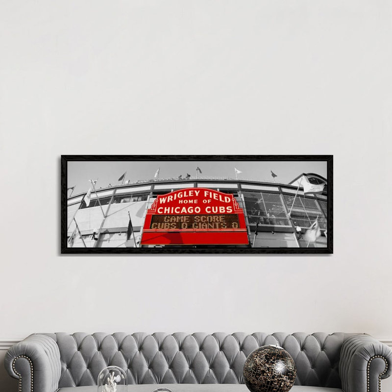 USA, Illinois, Chicago, Cubs, Baseball Colour Pop by Panoramic Images - Panoramic Print on Canvas, Black Framed