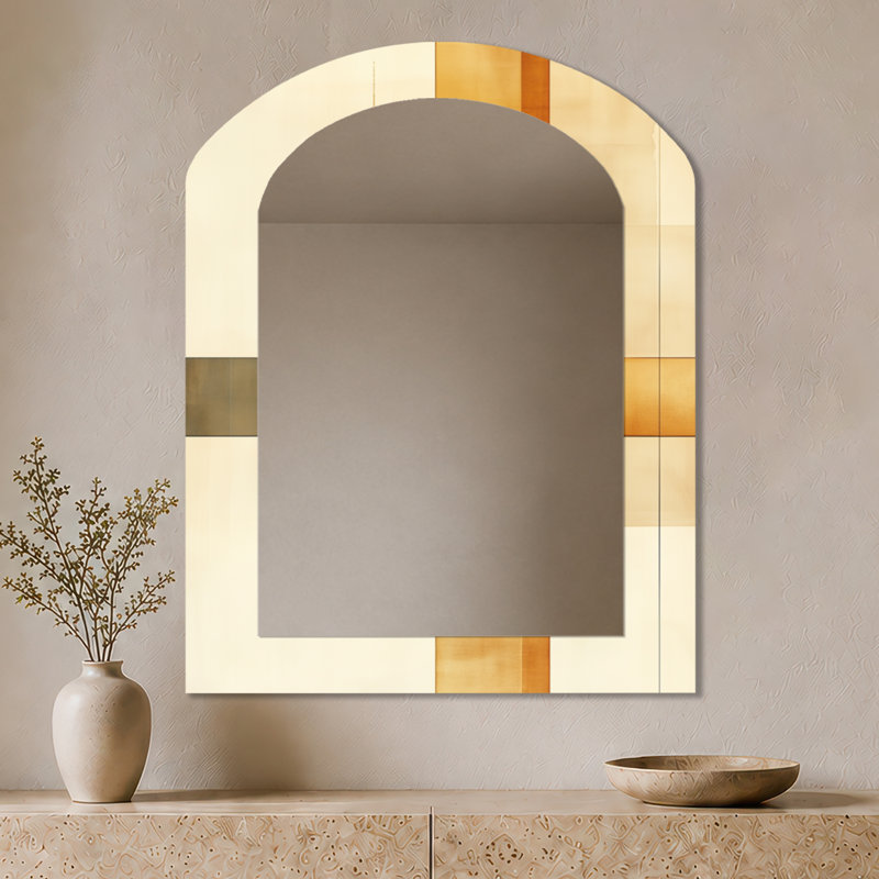 Miroir mural doré moderne - Intersection dorée, impression sur métal, 43" x 33"