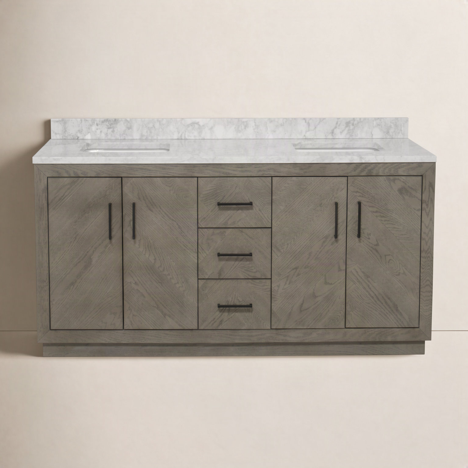 Sadelle 72'' Double Bathroom Vanity, Gray Oak