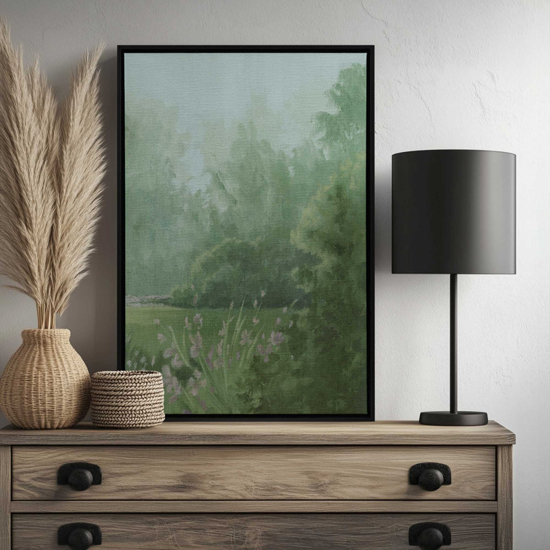 «Amethyst Iris Meadow II» par Grace Popp, reproduction d'art sur toile, Cadre flottant sans passe-partout, Noir