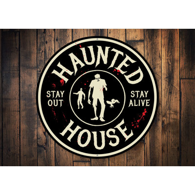 Enseigne en aluminium Zombie Haunted House