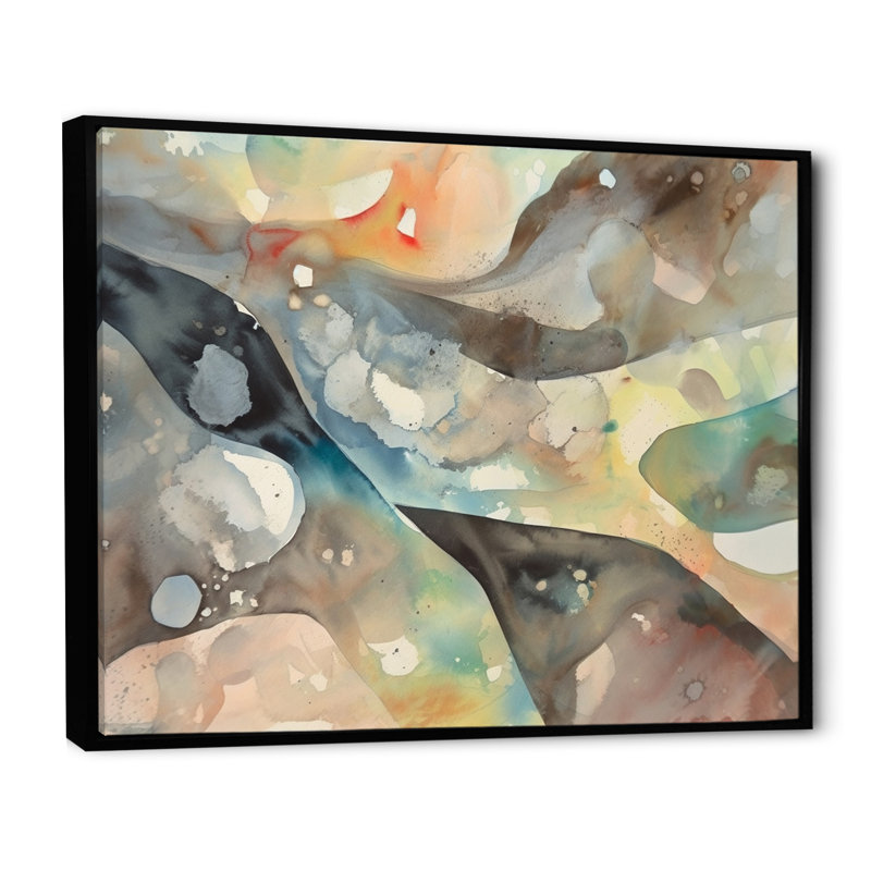 «Subtle Serenity Colorful Gray Watercolor Waves I - Abstract Shapes», impressions d'art mural, H 12 po x l 20 po x P 1 po