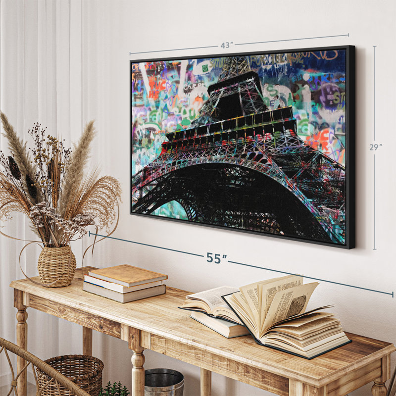 Impression sur toile Graffiti Tour Eiffel, H 29 po x l 43 po