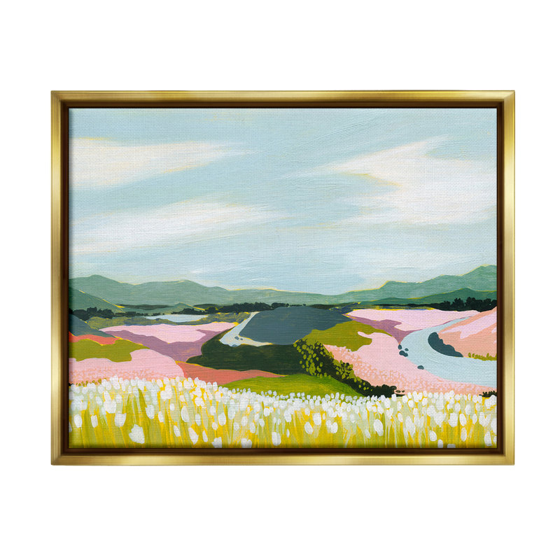 «Modern Mountain Stream Floater Frame» par Grace Popp sur toile, Cadre flottant métallique doré, H 25 po x l 31 po