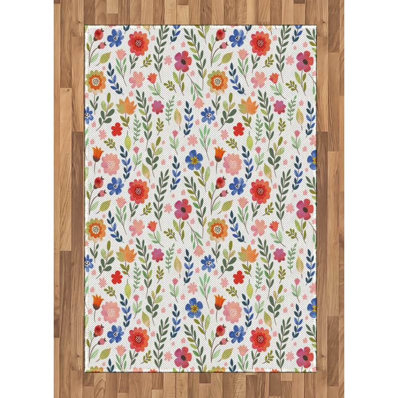 Shabby Flora High Density Long Fiber Poly Threads Decorative Area Rug Carpet, Rectangle 4' x 5'8"