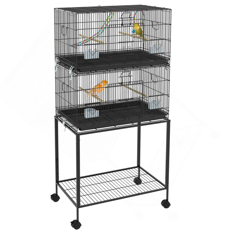 Cage à oiseaux double empilable avec support Pawhut