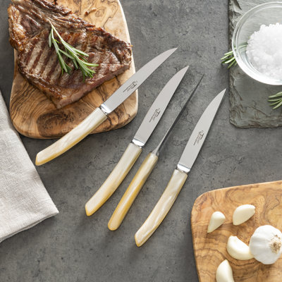 Au Nain Le Thiers Prince Gastronome 4-Piece Steak Knife Set with Champagne Handles