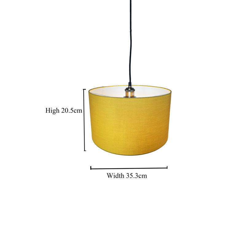 Cylinder Shades Cotton Drum Pendant Shade ( Screw On ), 20.2cm H x 25.5cm W x 25.5cm D, Black