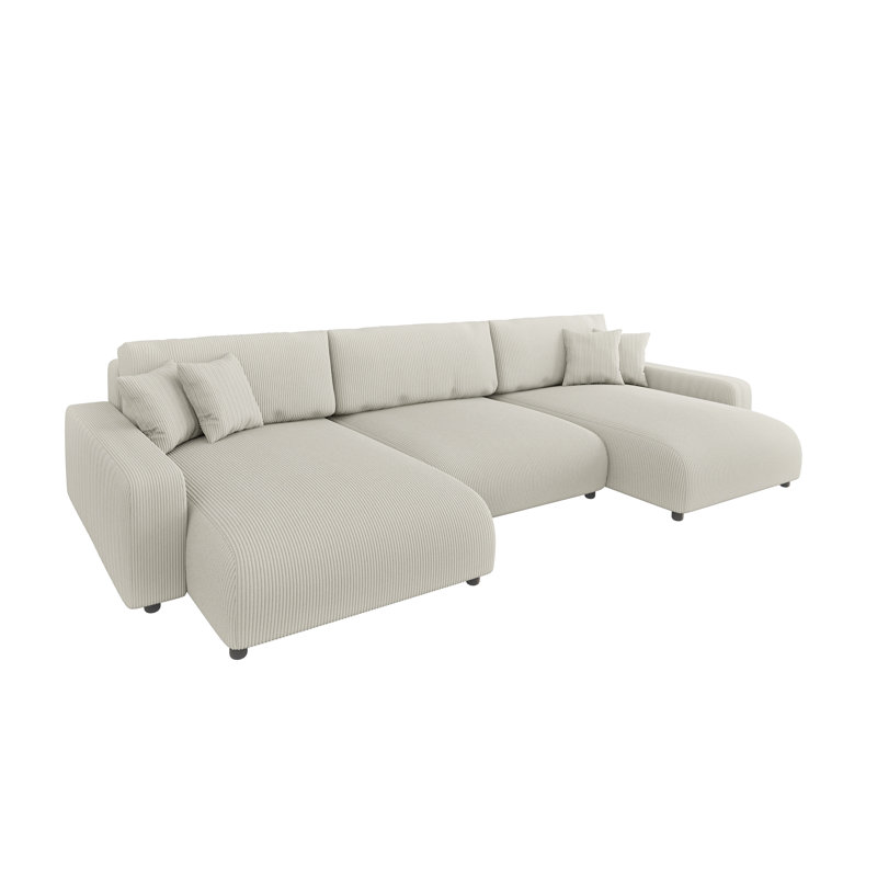 Emma 6 Seater Corduroy Sofa Bed, Beige