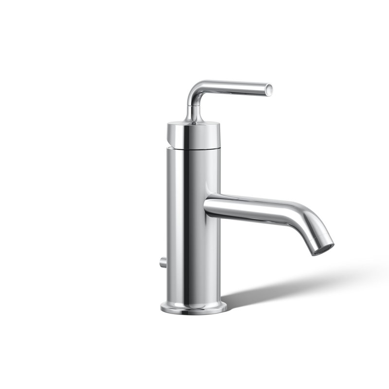 Robinet de salle de bain monotrou avec ensemble de bonde Purist, Chrome poli